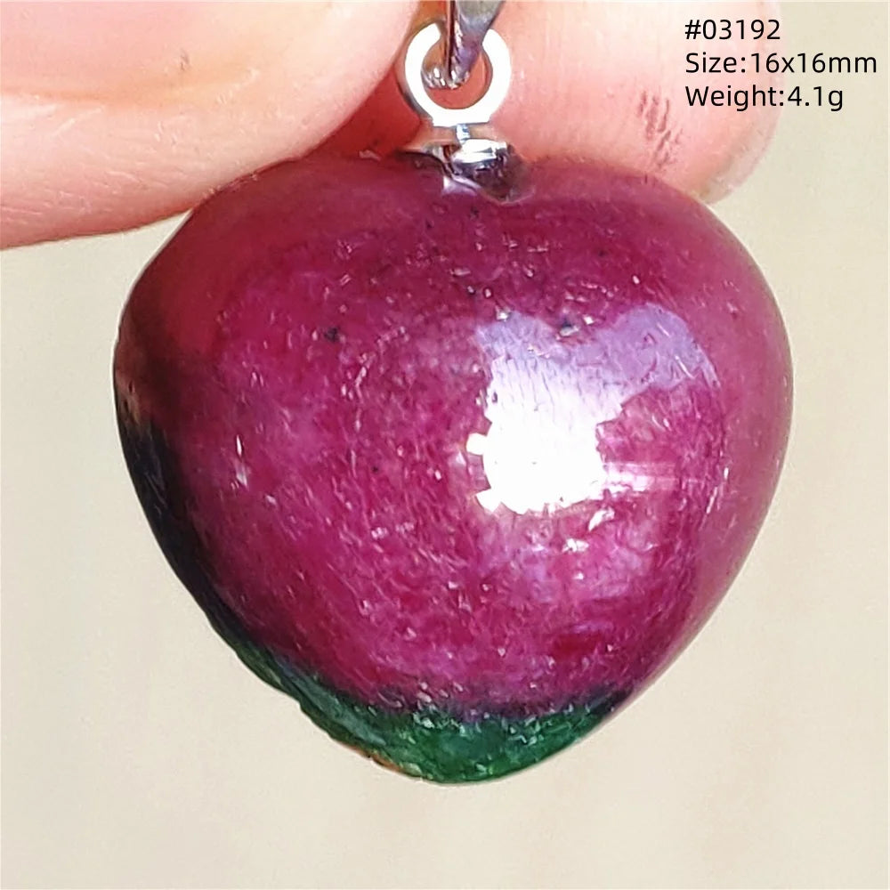 Natural Red Ruby Pendant Jewelry Love Heart Watermelon Ruby Zoisite Necklace Women Men 925 Sterling Silver AAAAA by Reinvent Yourself