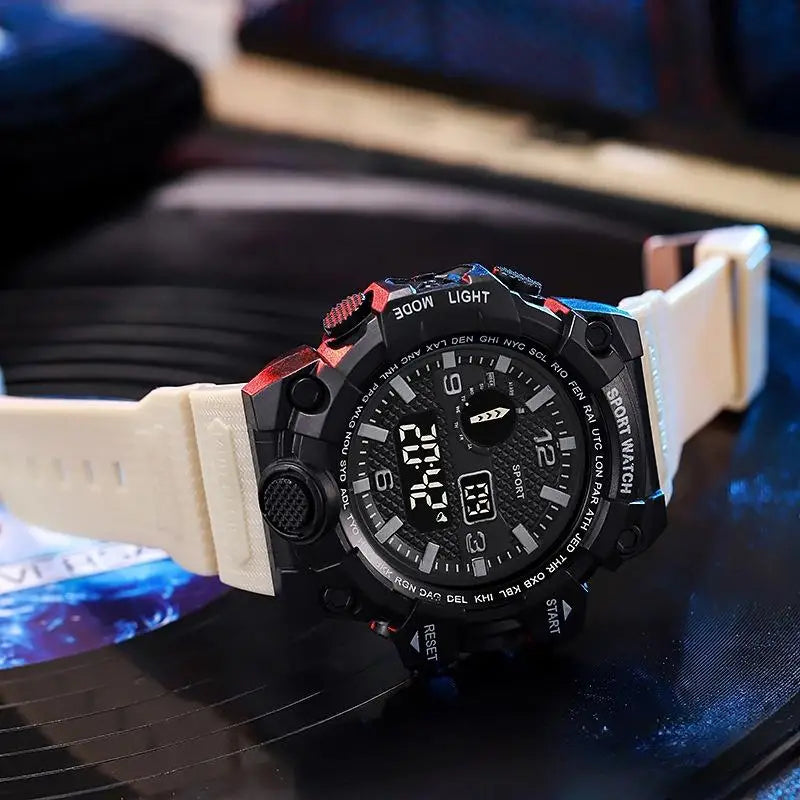 Fashion Men's Watch Sports Electronic Wristwatch Large dial Multifunctional Waterproof Luminous Alarm Kids Male's Military Watch by Reinvent Yourself