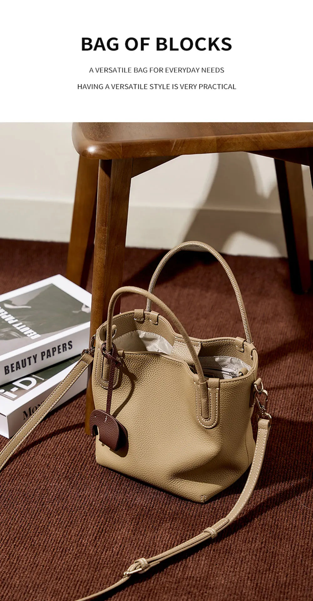 Genuine Leather Women Bucket Bag Luxury Designer Handbags High Quality Cowhide Women's Shoulder Bags Fashion Crossbody Bag by Reinvent Yourself