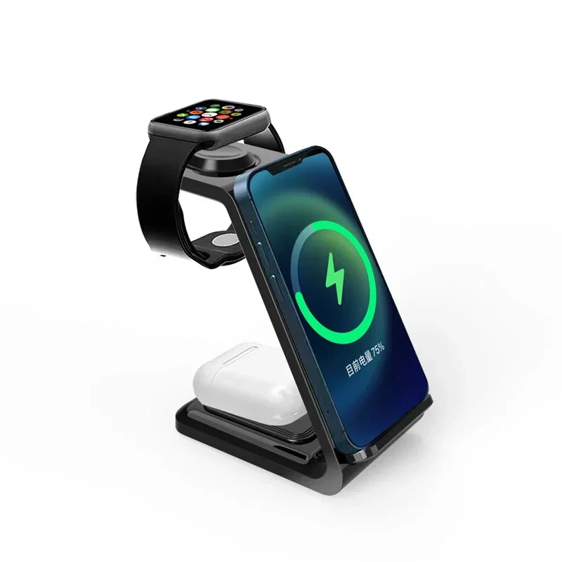30W 3 In 1 Wireless Charger Stand Dock For iPhone 15 14 13 12 11 XS Apple Watch 8 7 AirPods Induction Fast Charging Station by Reinvent Yourself