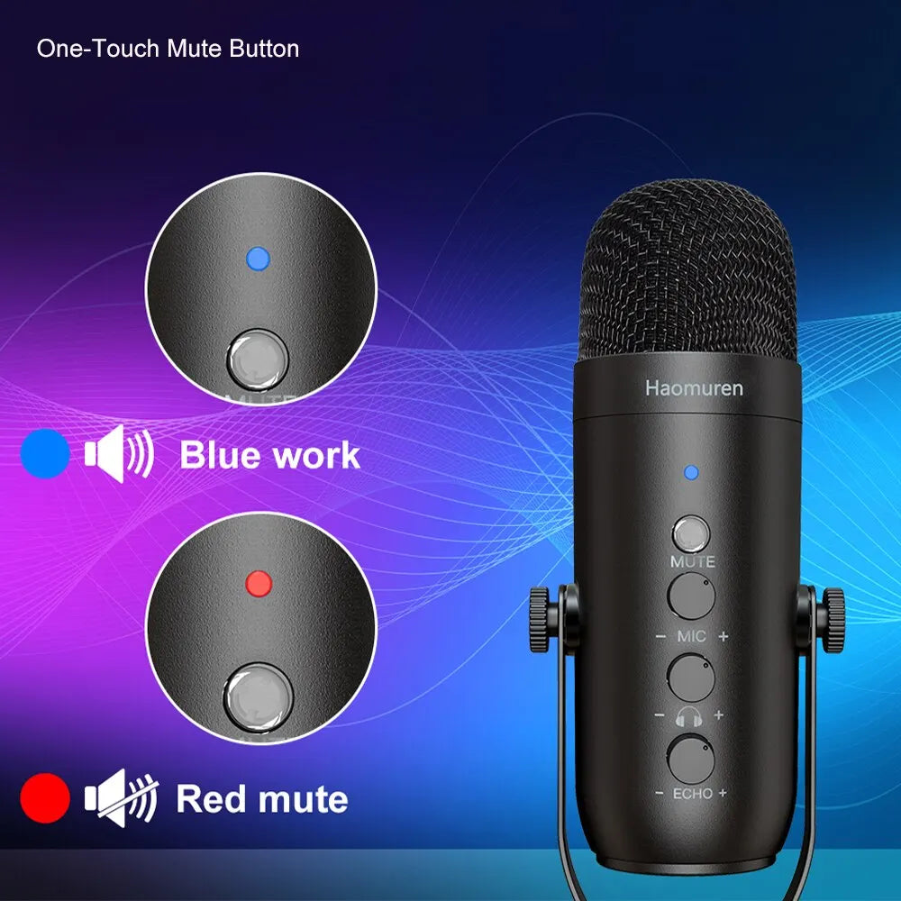 Haomuren Professional USB Streaming Podcast PC Microphone Studio Cardioid Condenser Mic Kit with Boom Arm For Recording YouTube by Reinvent Yourself