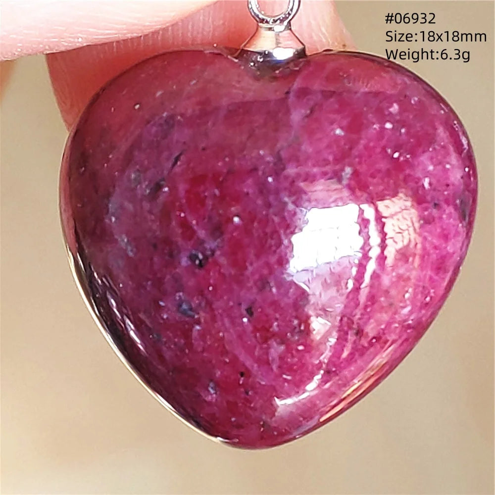 Natural Red Ruby Pendant Jewelry Love Heart Watermelon Ruby Zoisite Necklace Women Men 925 Sterling Silver AAAAA by Reinvent Yourself
