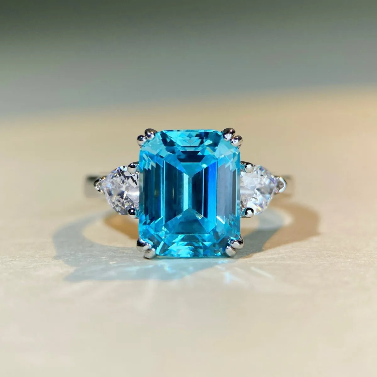 S925 Sterling Silver 4-Carat Sugar Cube Pagoda Ring Women's Premium Ladies Luxury Exquisite Gift Jewelry by Reinvent Yourself