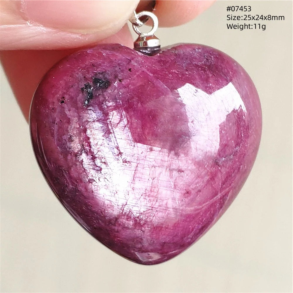 Natural Red Ruby Pendant Jewelry Love Heart Watermelon Ruby Zoisite Necklace Women Men 925 Sterling Silver AAAAA by Reinvent Yourself