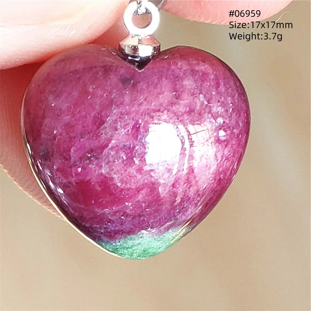 Natural Red Ruby Pendant Jewelry Love Heart Watermelon Ruby Zoisite Necklace Women Men 925 Sterling Silver AAAAA by Reinvent Yourself