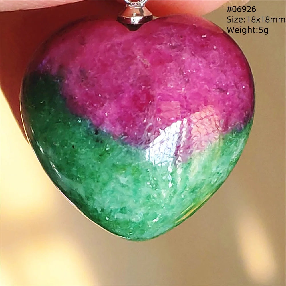 Natural Red Ruby Pendant Jewelry Love Heart Watermelon Ruby Zoisite Necklace Women Men 925 Sterling Silver AAAAA by Reinvent Yourself