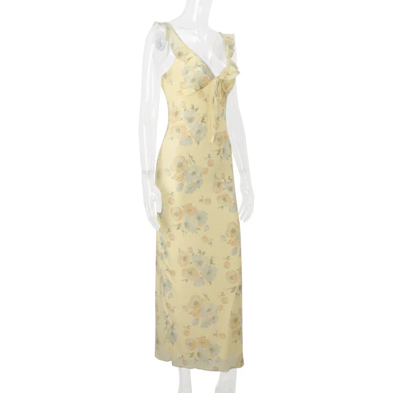Summer Flower Printed Women's Sexy Low-cut Dress Sleeveless Backless Slim Sling Dresses 2026 Beach Vacation Lady Vestidos by Reinvent Yourself