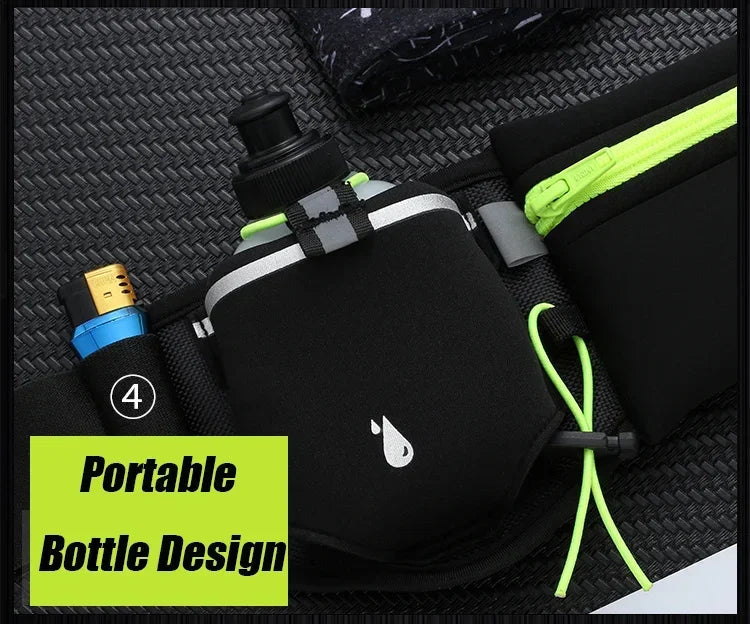 Trail Running Waist Pack For Man/Woman Marathon Phone Water Bottle Sports Fanny Pack Fitness Dual Pocket Running Belt Waist Bag by Reinvent Yourself
