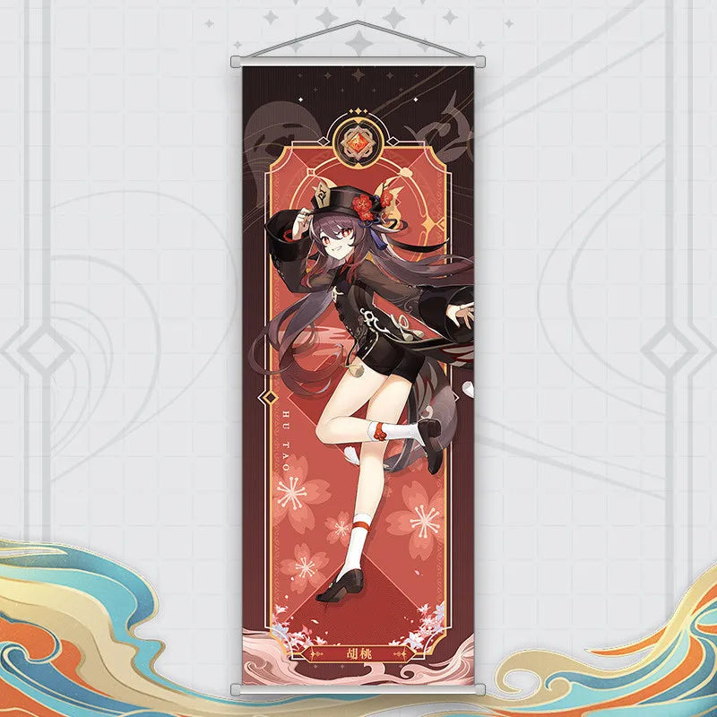Xiao Yelan Kazuha Hutao Genshin Impact Scroll Canvas Wall Hanging Painting Home Decor Anime Poster Wall Art Room Decoration by Reinvent Yourself