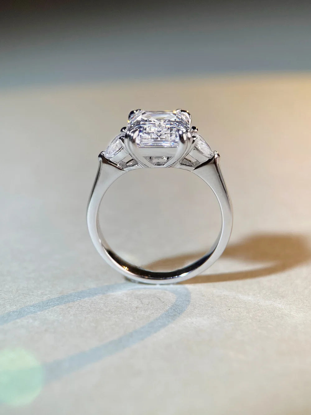 S925 Sterling Silver 4-Carat Sugar Cube Pagoda Ring Women's Premium Ladies Luxury Exquisite Gift Jewelry by Reinvent Yourself
