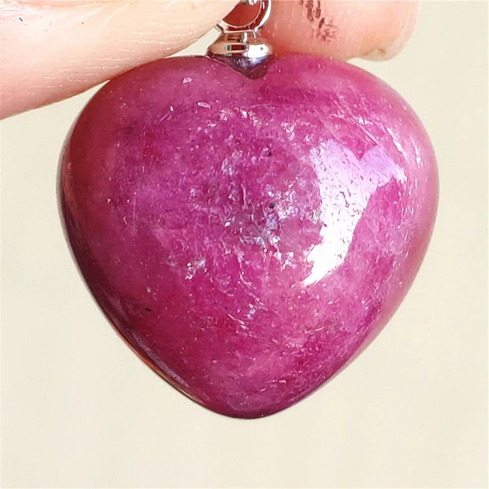 Natural Red Ruby Pendant Jewelry Love Heart Watermelon Ruby Zoisite Necklace Women Men 925 Sterling Silver AAAAA by Reinvent Yourself