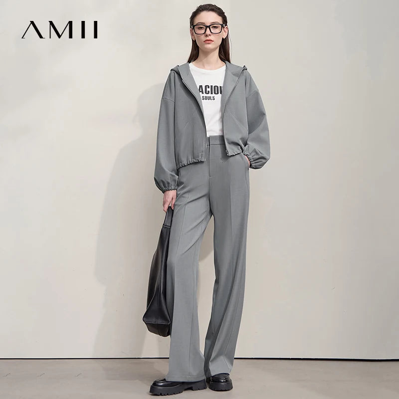 AMII Minimalist Women's Pants 2025 Autumn Solid Elegant Office Lady Simple Trousers Casual Loose Pants Woman Clothing 12553003 by Reinvent Yourself