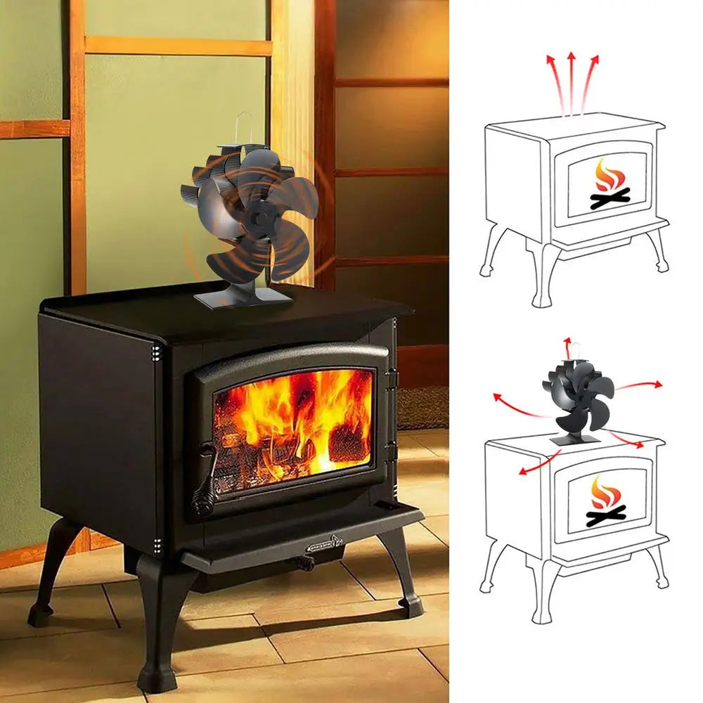 4/5/6 Blades Heat Powered Stove Fan Log Wood Burner Eco-fan Quiet Fireplace Fan Winter Warm Home Heater Efficient Heat Distribu by Reinvent Yourself
