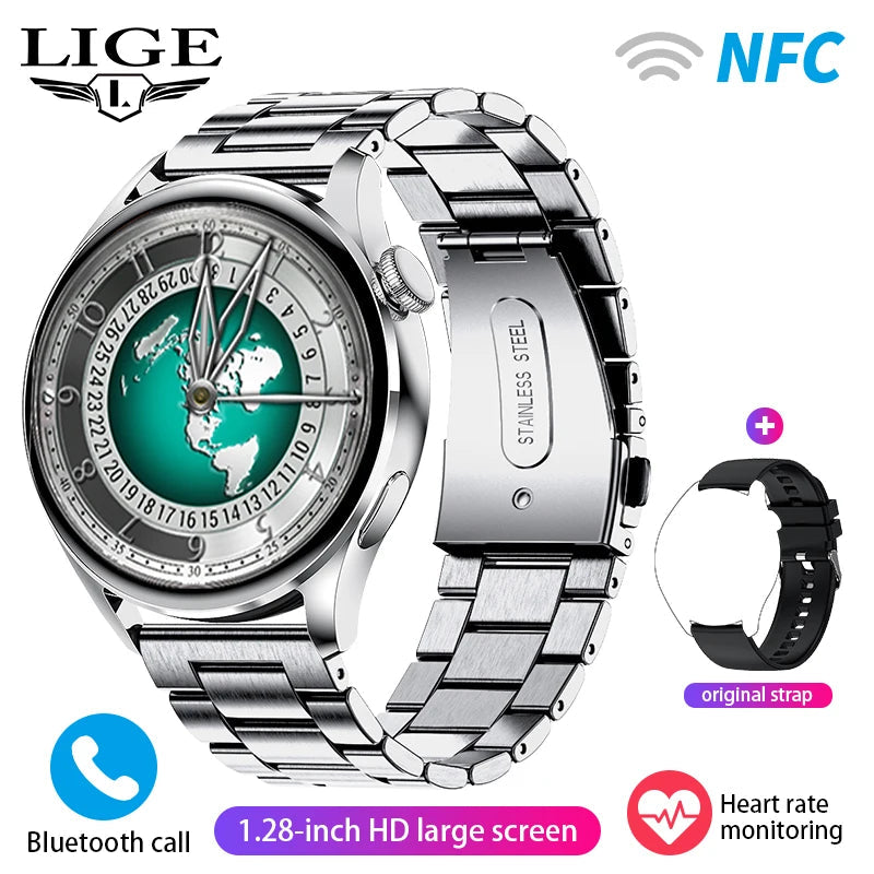 LIGE NFC Access Control Smart Watch Men Bluetooth Call Sport Fitness Men's Wristwatch Heart Rate Monitor Waterproof Smartwatch by Reinvent Yourself