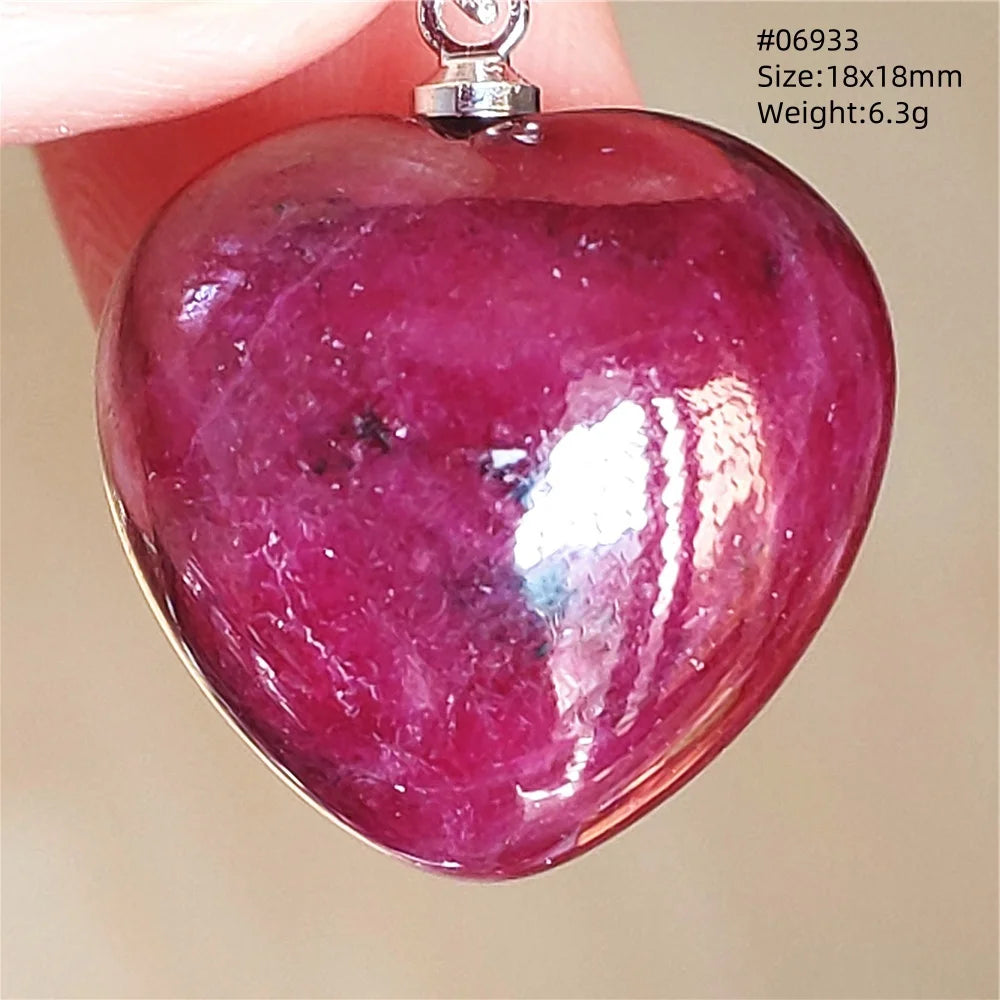 Natural Red Ruby Pendant Jewelry Love Heart Watermelon Ruby Zoisite Necklace Women Men 925 Sterling Silver AAAAA by Reinvent Yourself