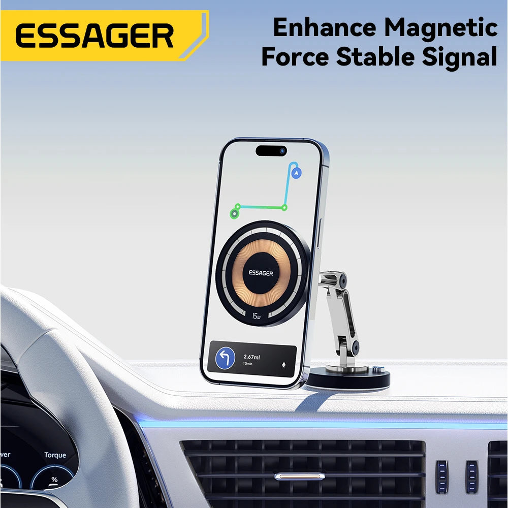 Essager Magnetic Wireless Charger Car Phone Holder 15W Fast Charging Easy Paste Mount Stand For Magsafe iPhone 15 14 13 Pro Max by Reinvent Yourself