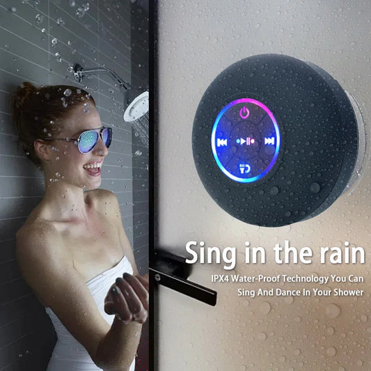 Portable Wireless Bluetooth Speaker LED IPX4 Waterproof Loudspeaker Outdoor Bathroom Large Suction Cup Mini Stereo Sound Box by Reinvent Yourself