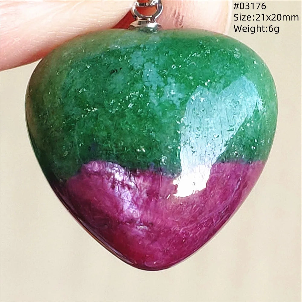 Natural Red Ruby Pendant Jewelry Love Heart Watermelon Ruby Zoisite Necklace Women Men 925 Sterling Silver AAAAA by Reinvent Yourself