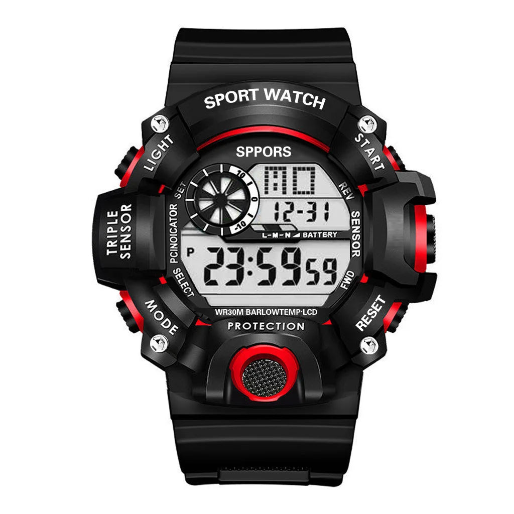 Fashion Men's Watch Sports Electronic Wristwatch Large dial Multifunctional Waterproof Luminous Alarm Kids Male's Military Watch by Reinvent Yourself
