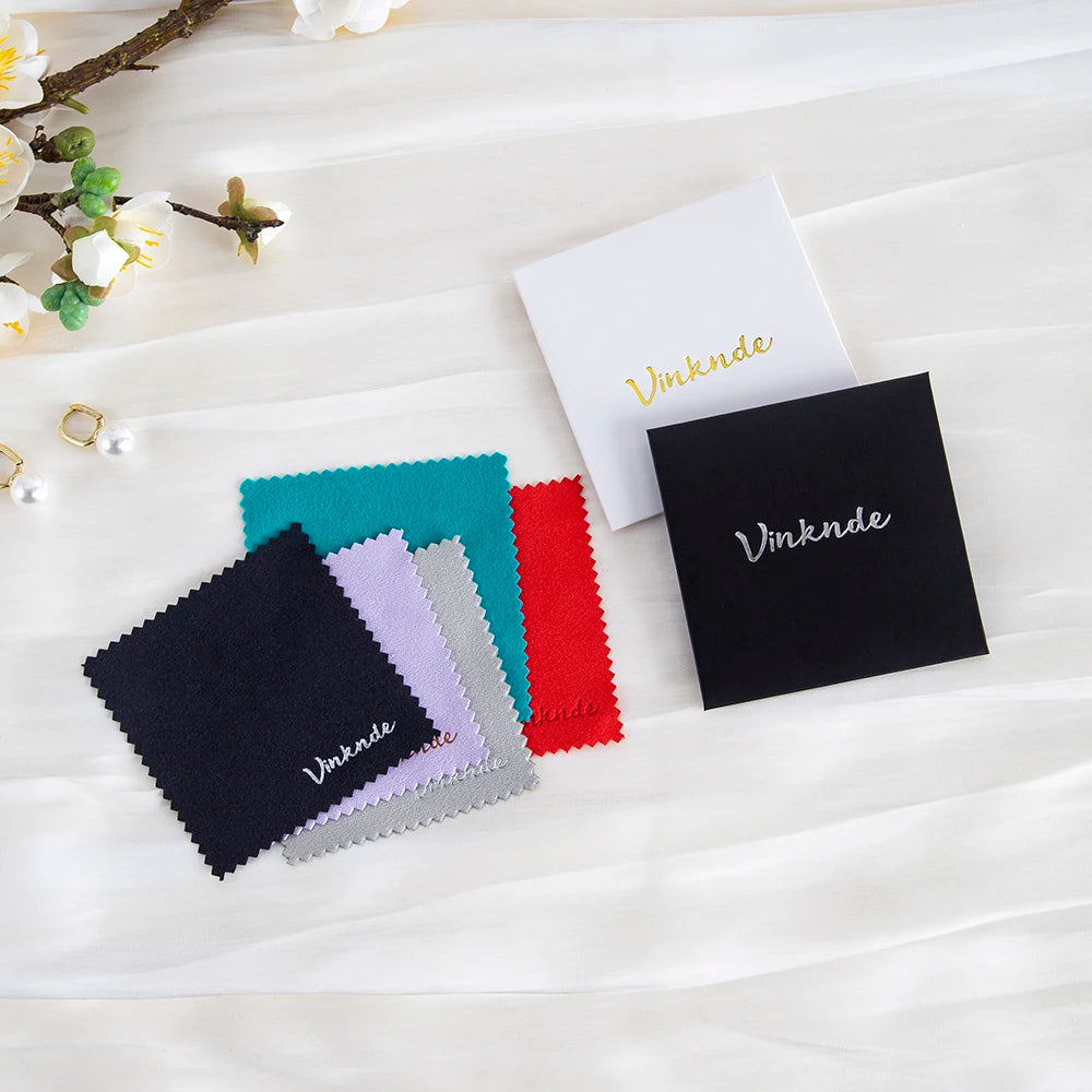 DIY Personalized Polishing Cloths Custom Jewelry Earrings Cleaning Cloth With Logo 8x8cm White Black Paper Individually packaged by Reinvent Yourself