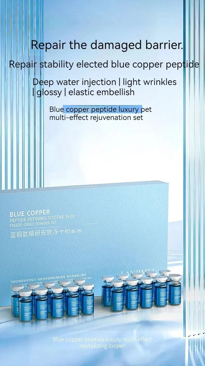 Blue Copper Peptide Freeze-Dried Powder Set Oligopeptide Anti Wrinkle Essence Shrink Pores Acne Treatment Skincare Serum 20pcs by Reinvent Yourself