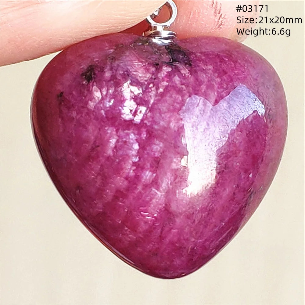 Natural Red Ruby Pendant Jewelry Love Heart Watermelon Ruby Zoisite Necklace Women Men 925 Sterling Silver AAAAA by Reinvent Yourself