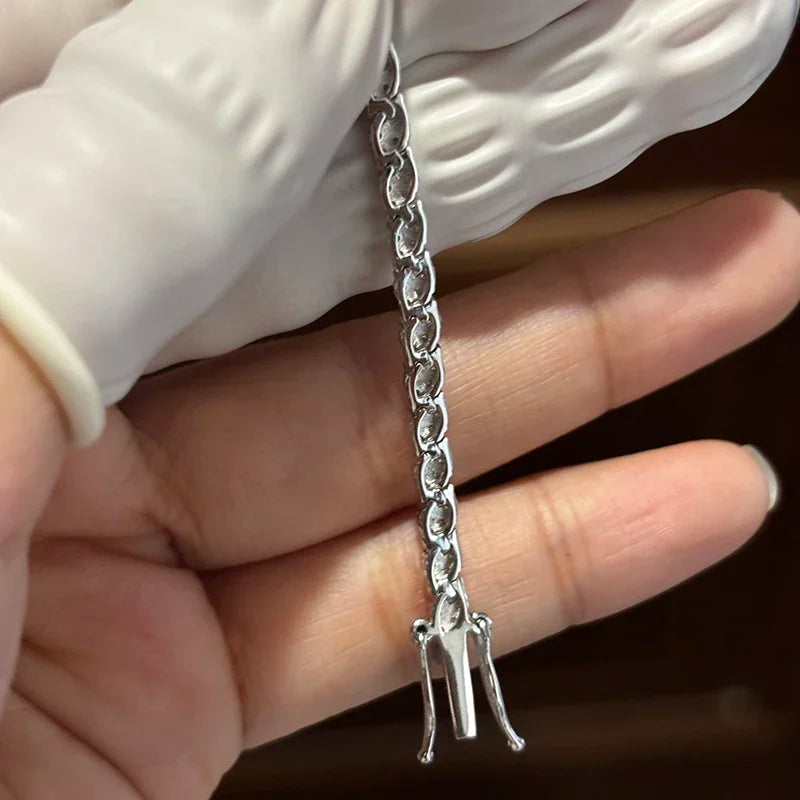 NKHOG Full Moissanite Tennis Bracelets S925 Silver Sparkling Diamond Women Men Party Wedding Bangles Jewelry Gifts GRA Certified by Reinvent Yourself