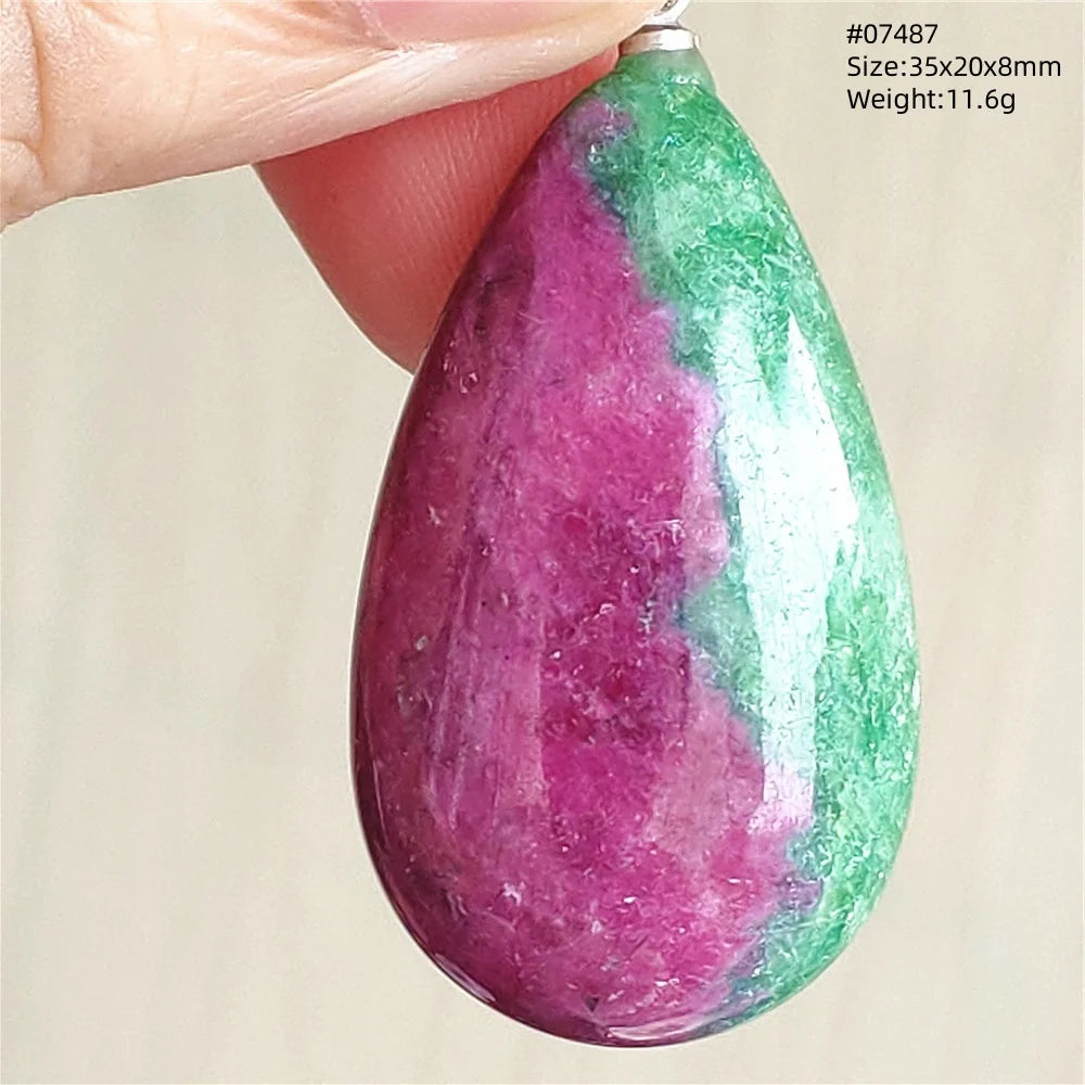 Natural Red Ruby Pendant Jewelry Love Heart Watermelon Ruby Zoisite Necklace Women Men 925 Sterling Silver AAAAA by Reinvent Yourself
