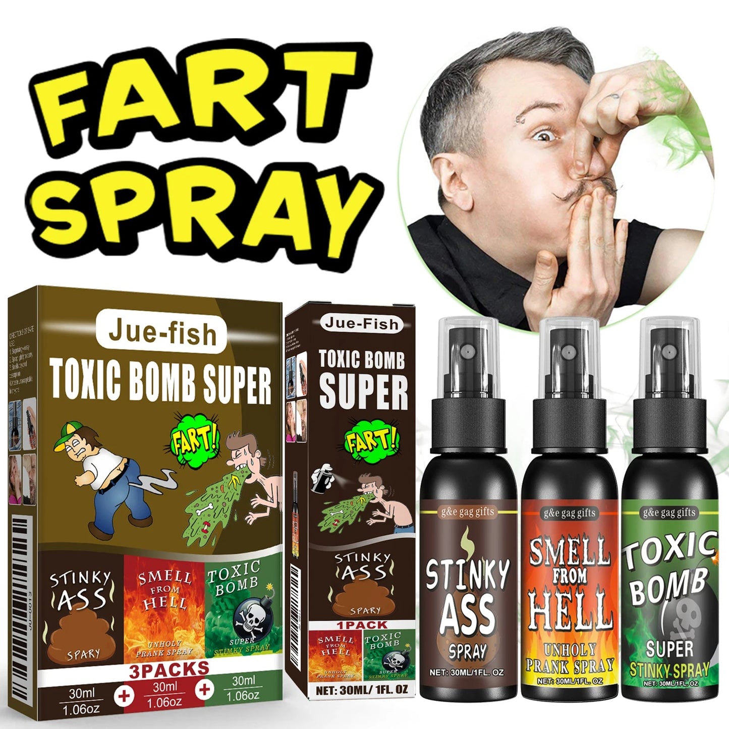 Novelties Liquid Fart Gag Prank Joke Spray Can Stink Bomb Smelly Stinky Gas Joke Sprinkle Prank Family Entertainment Supply by Reinvent Yourself