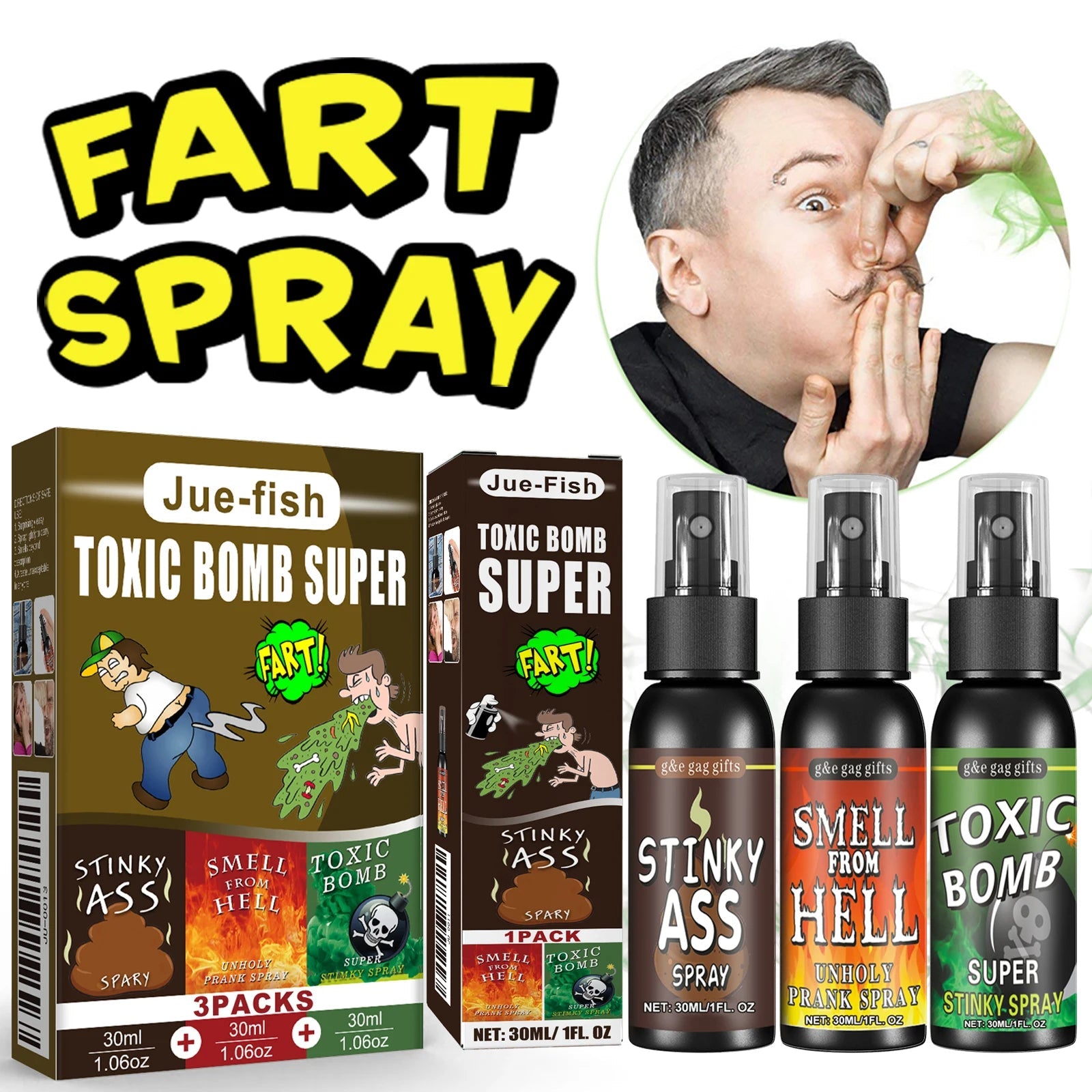 Novelties Liquid Fart Gag Prank Joke Spray Can Stink Bomb Smelly Stinky Gas Joke Sprinkle Prank Family Entertainment Supply by Reinvent Yourself