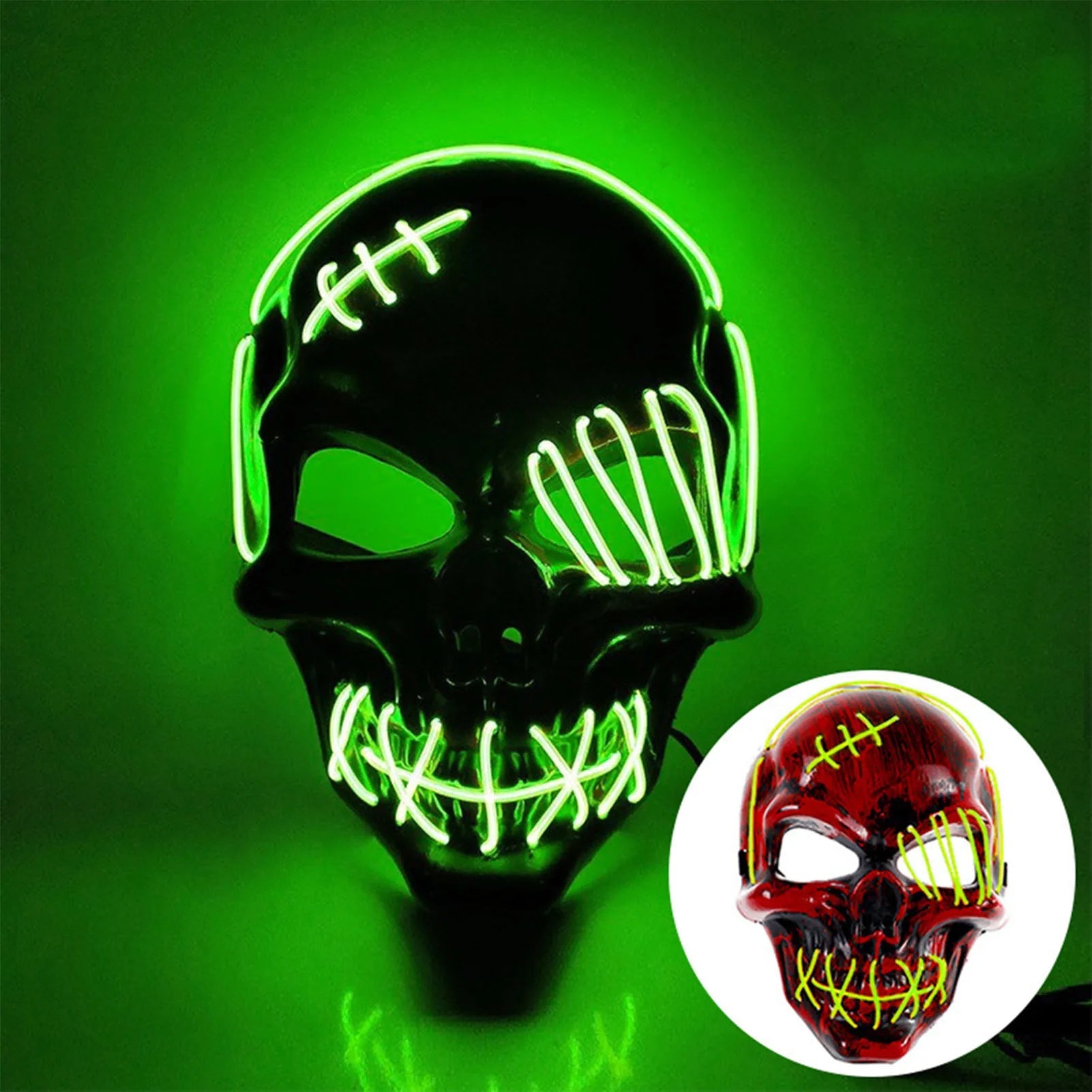 Halloween Skull Mask LED Light Face Mask Luminous In The Dark Cosplay Costume Supplies For Costume & Cosplay Party Masquerade by Reinvent Yourself