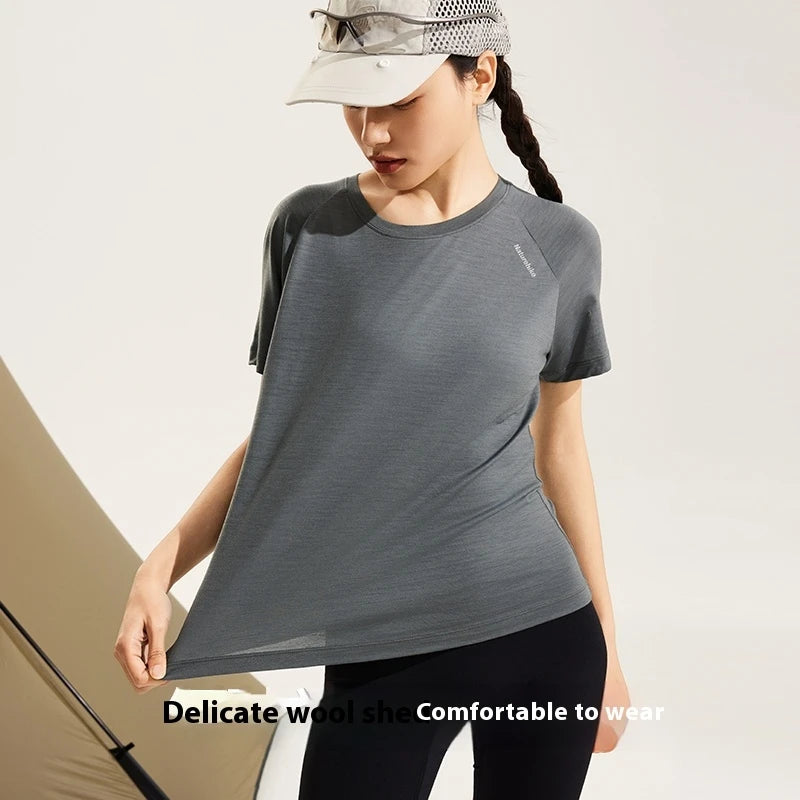 Naturehike Sports T-Shirt 100% Merino Wool Short Sleeve Running Training Outdoor Men Women Breathable Quick-Drying Sweatshirt by Reinvent Yourself