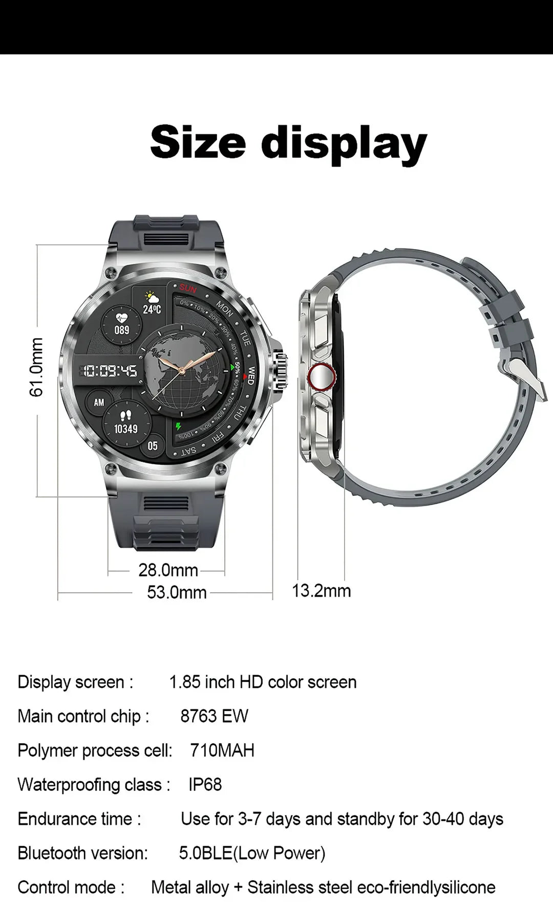 New Military Smart Watch Men 710 mA Waterproof Outdoor Sport Fitness Watches Health Monitor BT Call Smart Watch Men by Reinvent Yourself