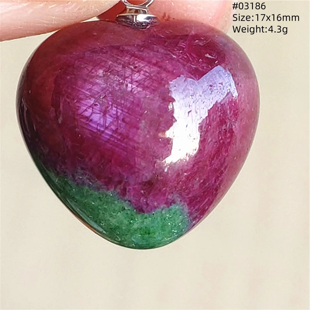 Natural Red Ruby Pendant Jewelry Love Heart Watermelon Ruby Zoisite Necklace Women Men 925 Sterling Silver AAAAA by Reinvent Yourself