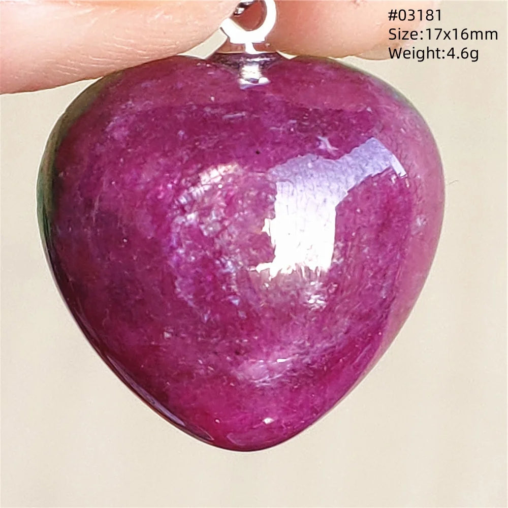 Natural Red Ruby Pendant Jewelry Love Heart Watermelon Ruby Zoisite Necklace Women Men 925 Sterling Silver AAAAA by Reinvent Yourself