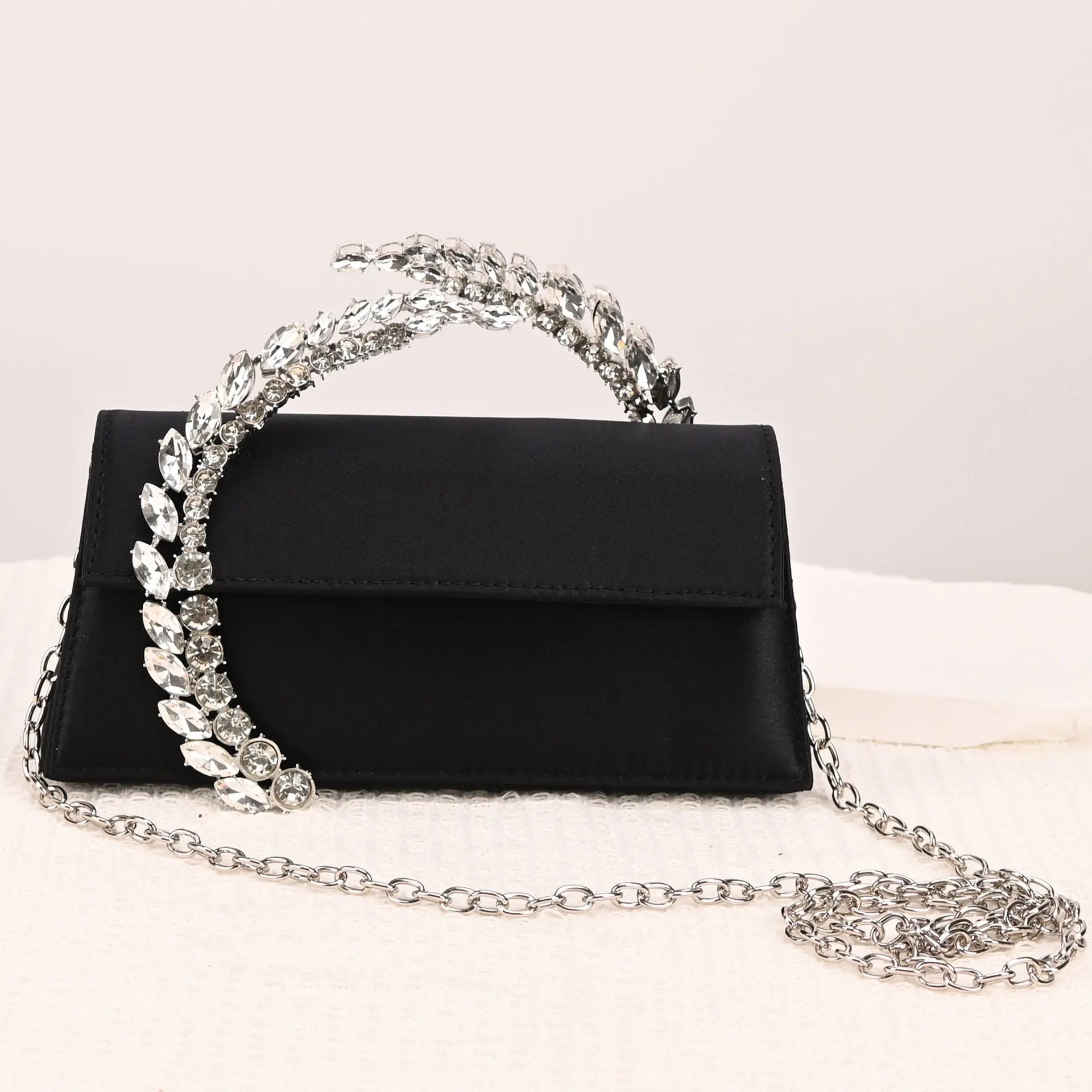 Luxury Diamond Evening Bag Clutch Satin Women Designer Handbags Crystal Silk Shoulder Crossbody Bags for Women Wedding Box Bag by Reinvent Yourself