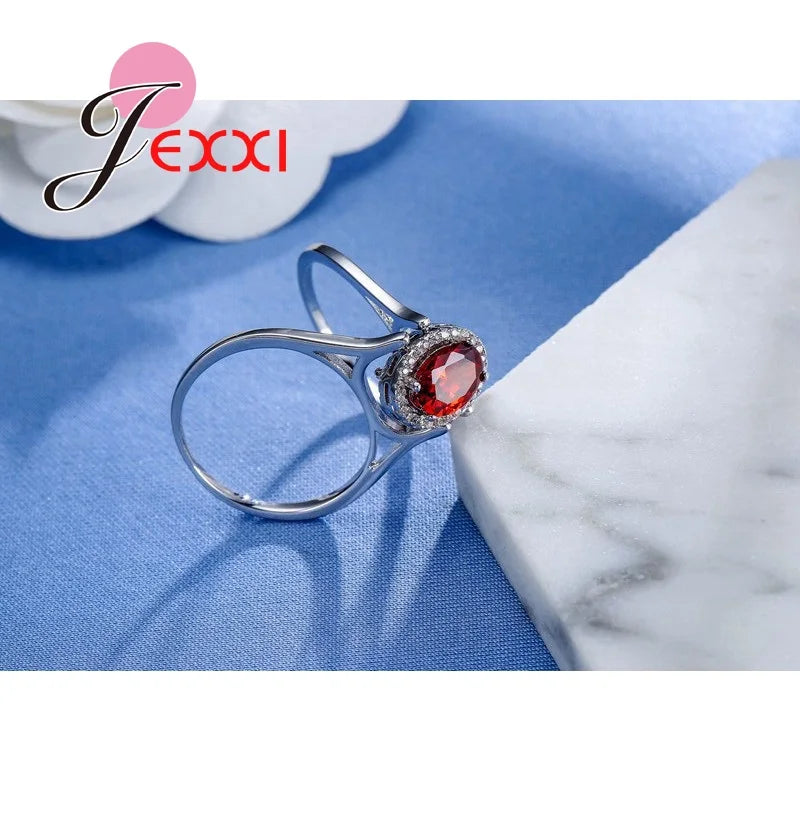 Classic CZ Crystal Jewelry Women Silver Needle Rings with 925 Stamp Elegant Wedding Engagement Bague for Lady Bijoux by Reinvent Yourself