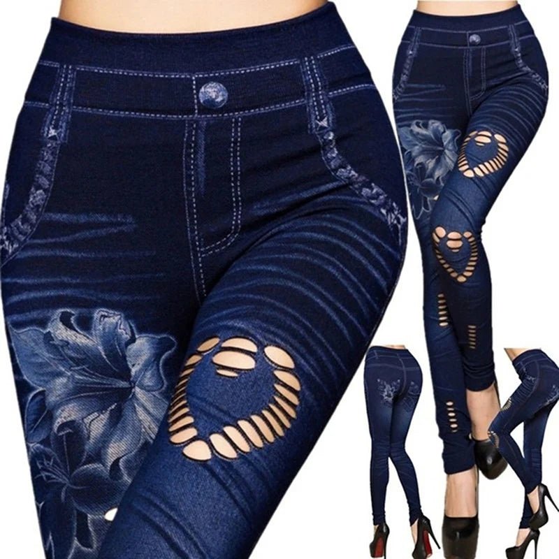 Hot Sexy Women Jean Skinny Jeggings Pants high waist leggings female print ankle-length Slim Legging Fitness by Reinvent Yourself