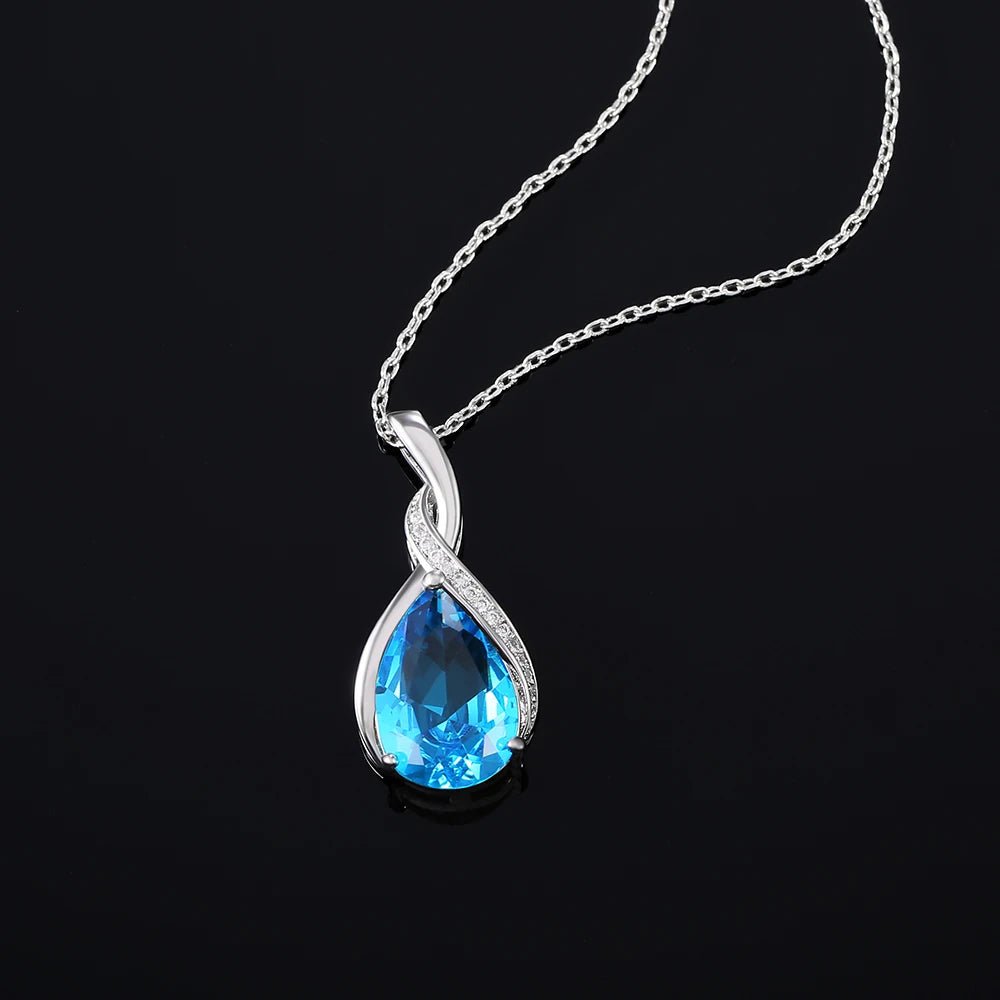Huitan Luxury Pear CZ Pendant Necklace Women Blue/Green/Red/Purple Bridal Wedding Engagement Graceful Accessories Trendy Jewelry by Reinvent Yourself