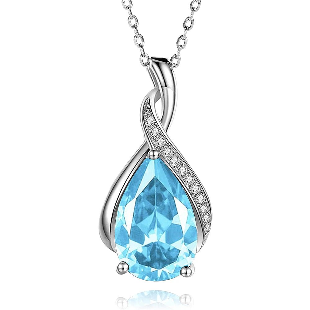Huitan Luxury Pear CZ Pendant Necklace Women Blue/Green/Red/Purple Bridal Wedding Engagement Graceful Accessories Trendy Jewelry by Reinvent Yourself