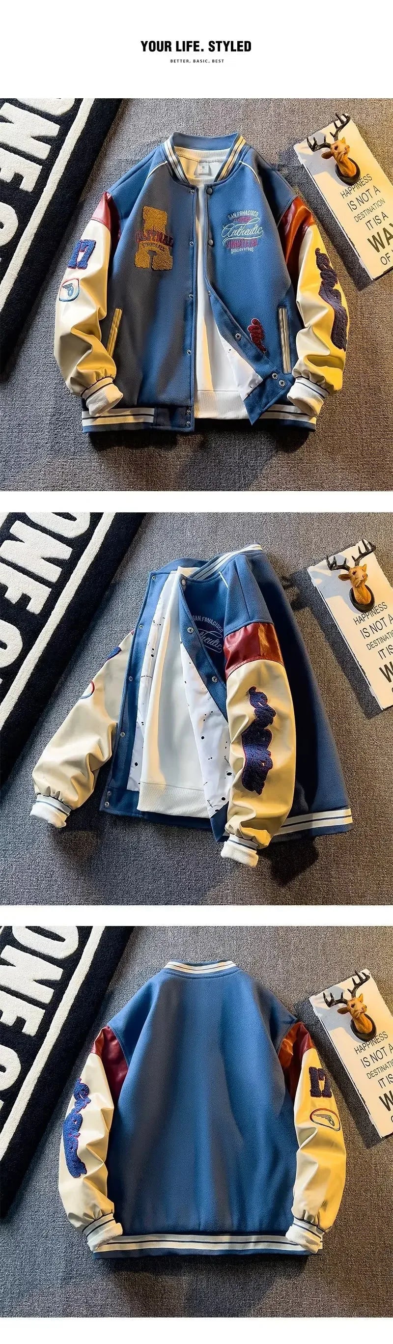 New Handsome Baseball Jackets for Men Spring and Autumn Trendy Brand Jackets with Embroidered Appliques Which Are All - Matching by Reinvent Yourself