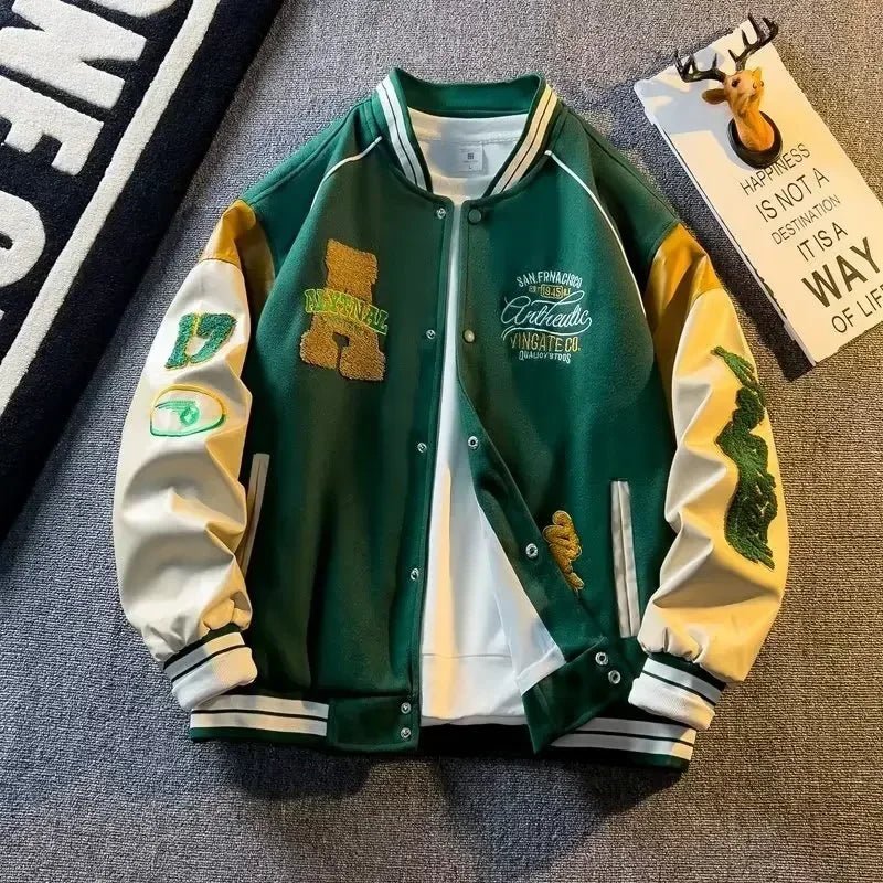 New Handsome Baseball Jackets for Men Spring and Autumn Trendy Brand Jackets with Embroidered Appliques Which Are All - Matching by Reinvent Yourself