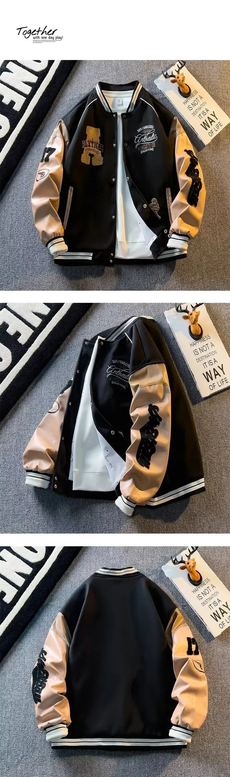 New Handsome Baseball Jackets for Men Spring and Autumn Trendy Brand Jackets with Embroidered Appliques Which Are All - Matching by Reinvent Yourself