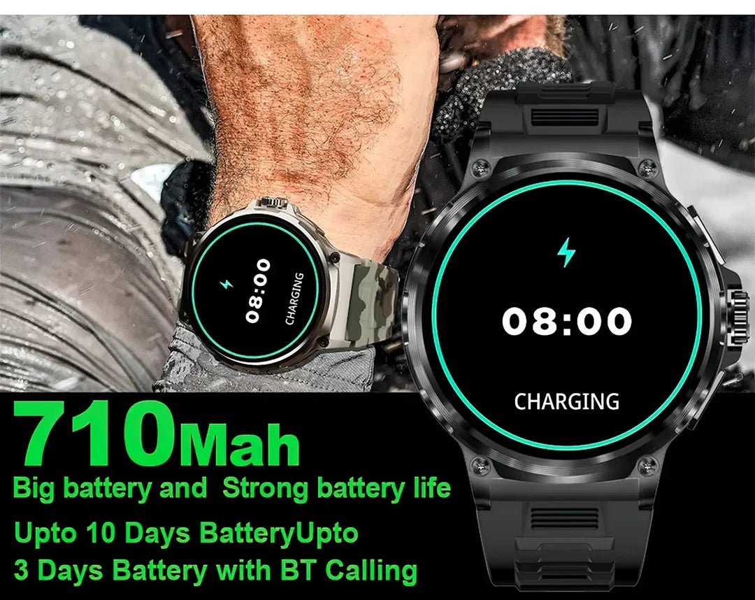 New Military Smart Watch Men 710 mA Waterproof Outdoor Sport Fitness Watches Health Monitor BT Call Smart Watch Men by Reinvent Yourself