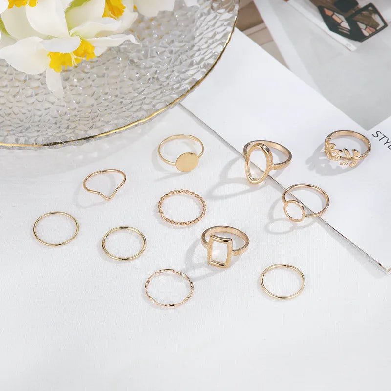 New Trendy Gold Color Rings Set For Women Simple Irregular Geometric Oval Hollow Out Opening Ring Girl Party Jewelry Gift Bague by Reinvent Yourself