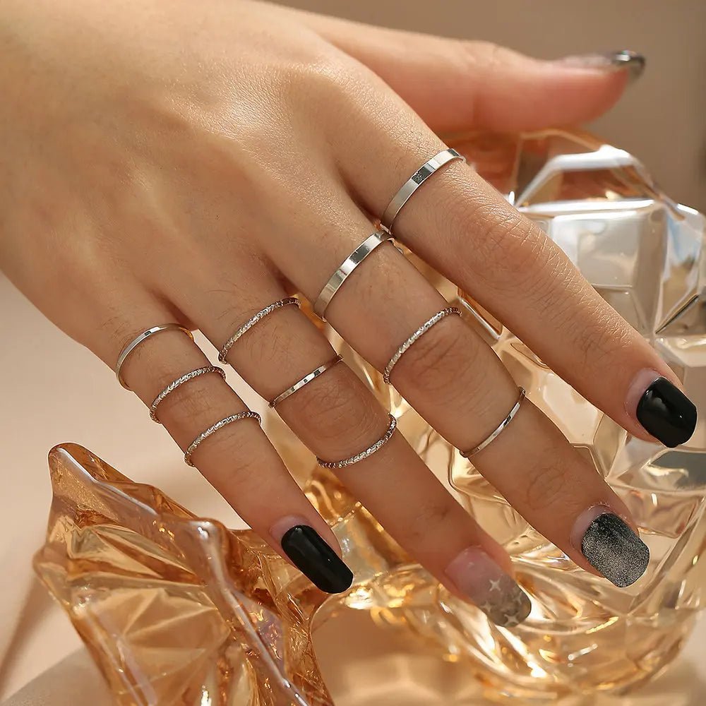 New Trendy Gold Color Rings Set For Women Simple Irregular Geometric Oval Hollow Out Opening Ring Girl Party Jewelry Gift Bague by Reinvent Yourself