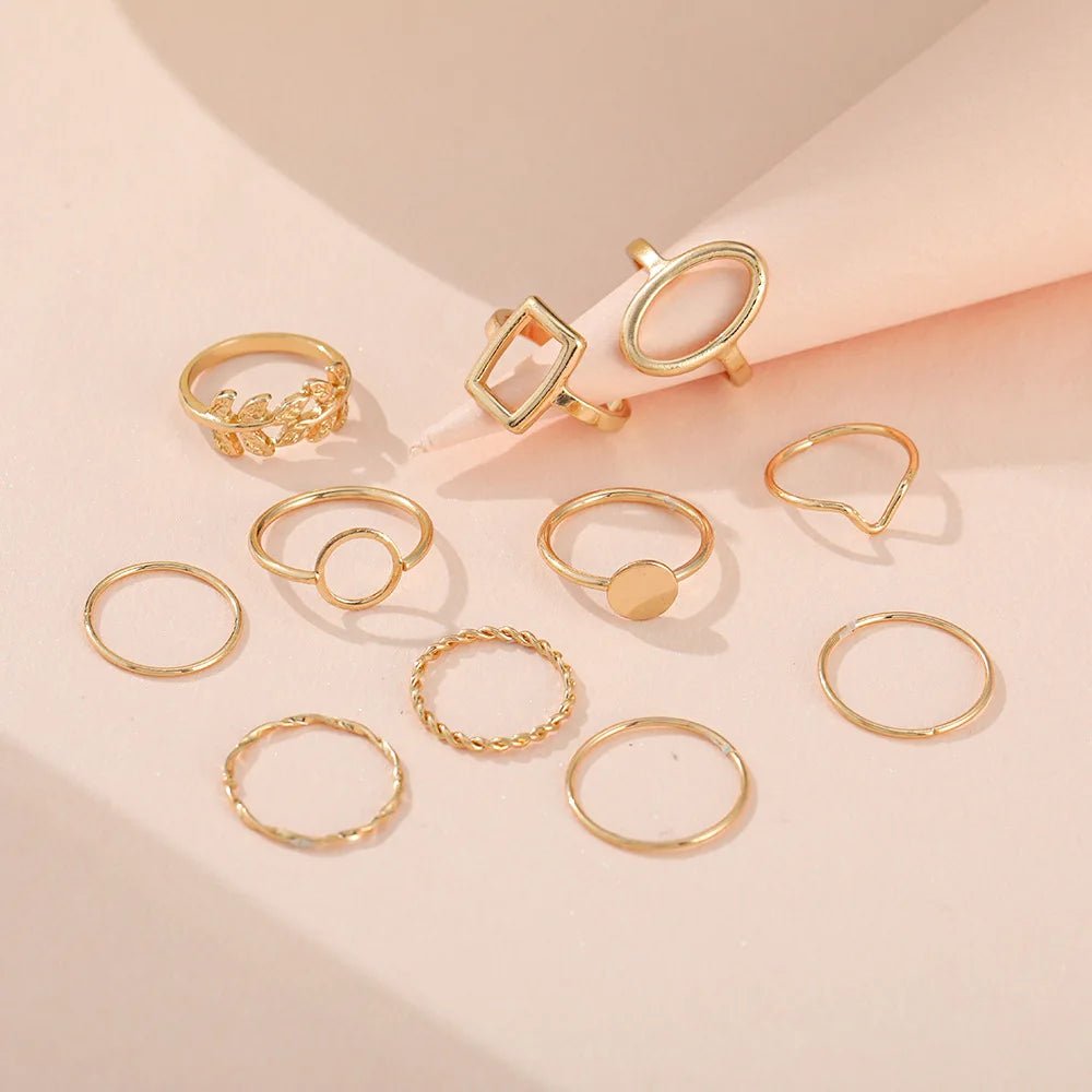 New Trendy Gold Color Rings Set For Women Simple Irregular Geometric Oval Hollow Out Opening Ring Girl Party Jewelry Gift Bague by Reinvent Yourself