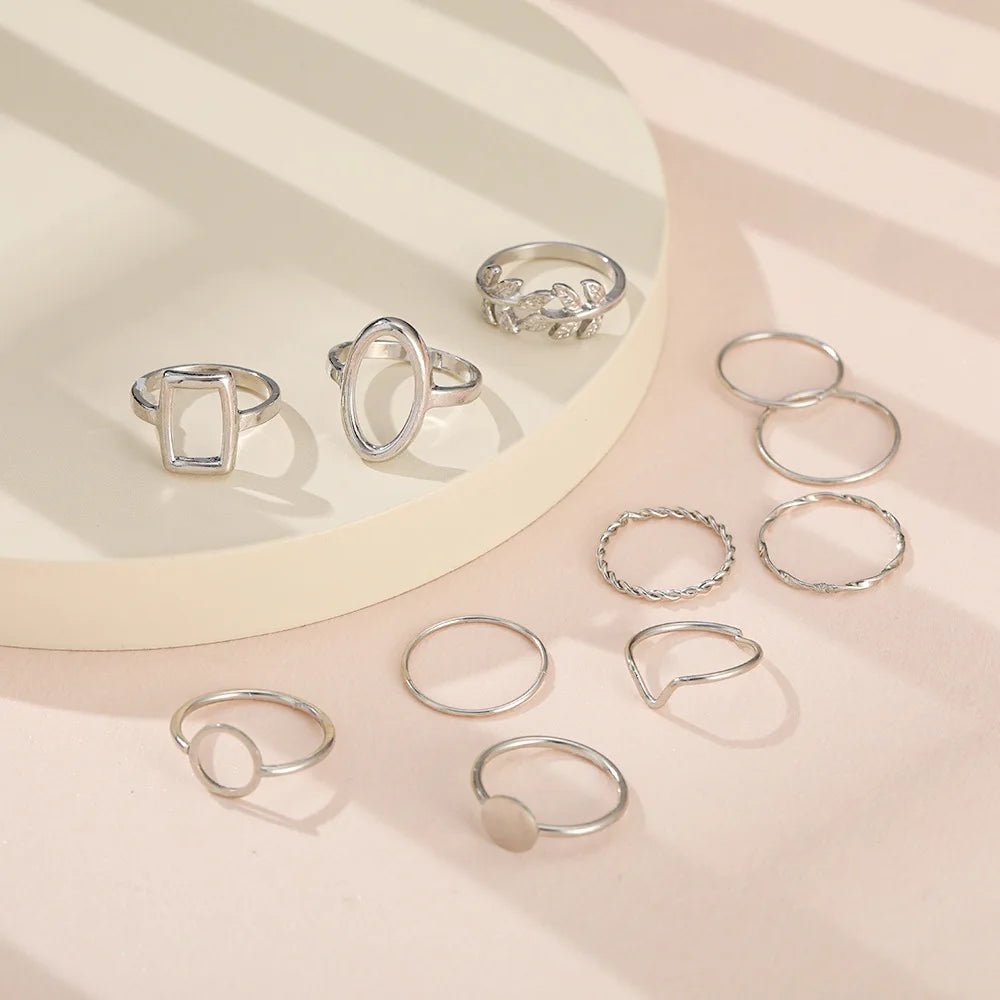 New Trendy Gold Color Rings Set For Women Simple Irregular Geometric Oval Hollow Out Opening Ring Girl Party Jewelry Gift Bague by Reinvent Yourself
