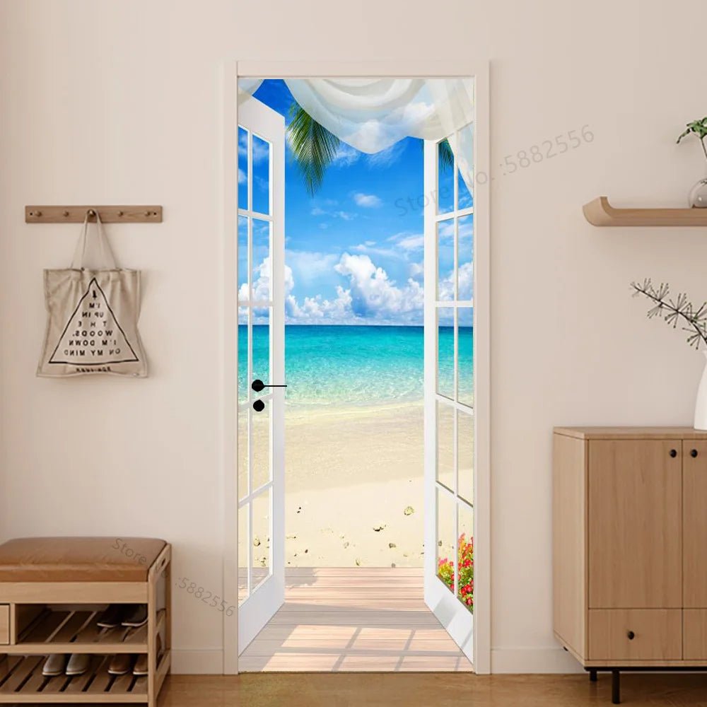 Scenery Door Stickers Wallpaper For Self-adhesive 3d Entrance Bathroom Sticker Room Decor Wall Photo Posters Vinyl On The Closet by Reinvent Yourself
