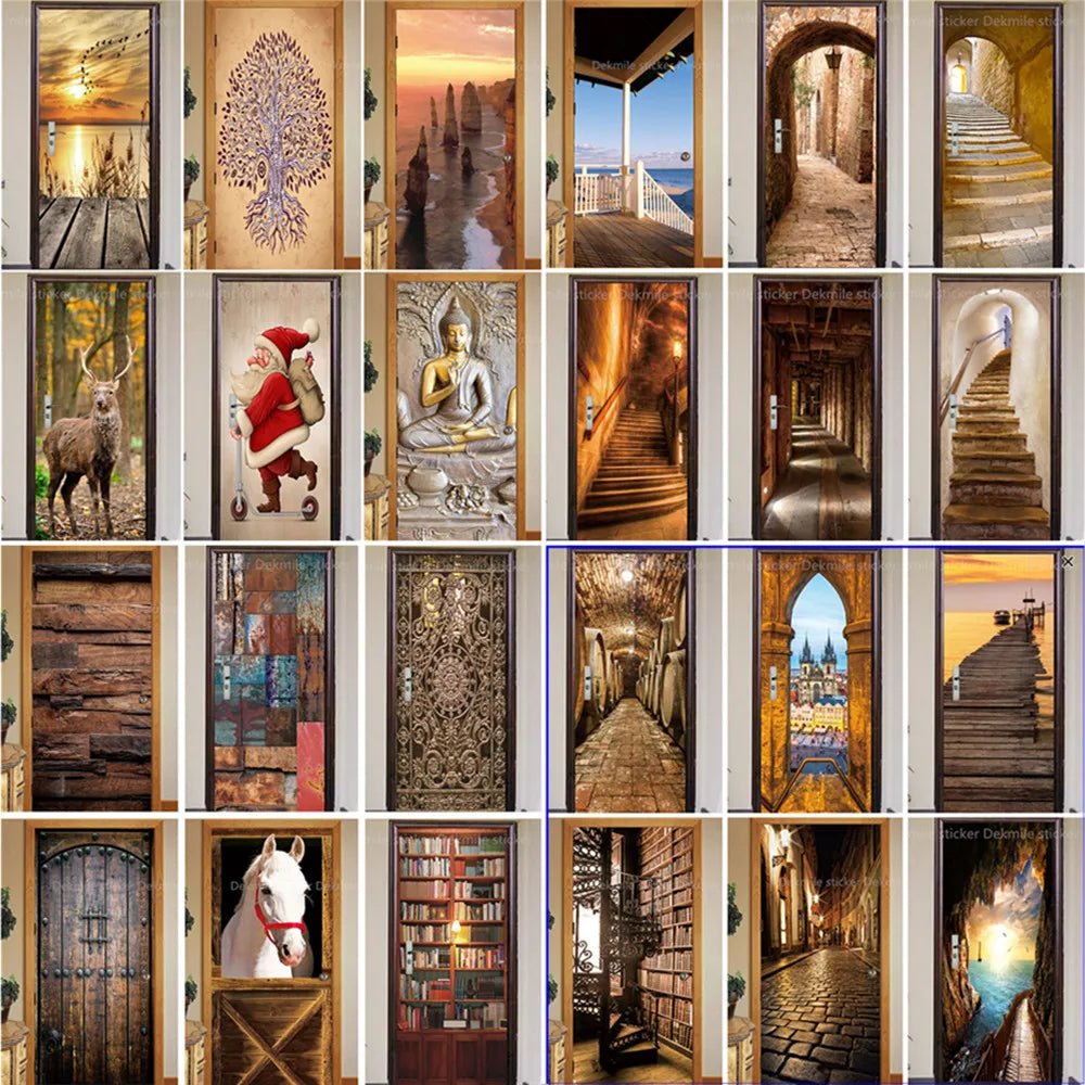 Scenery Door Stickers Wallpaper For Self-adhesive 3d Entrance Bathroom Sticker Room Decor Wall Photo Posters Vinyl On The Closet by Reinvent Yourself
